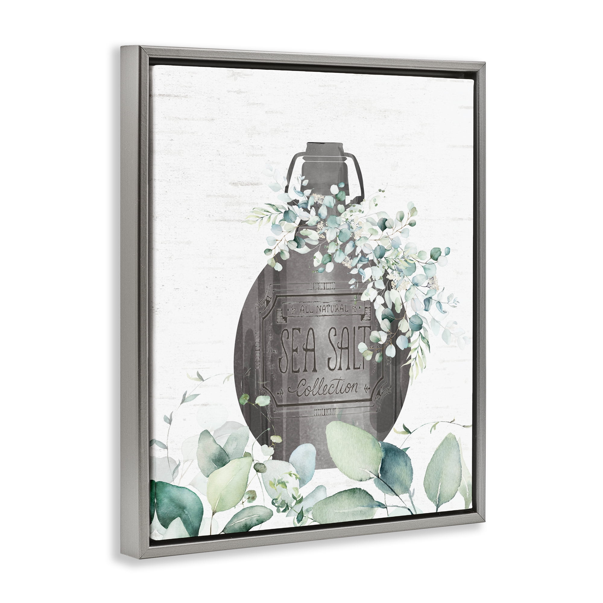 Sea Salt Collection Bottle Gray Framed Floater Canvas Wall Art, design by Lettered and Lined