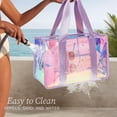 thumbnail image 5 of Fammart Iridescent Clear Beach Bag for Women, Large Pool Tote Cruise Vacation Essentials,Purple, 5 of 7