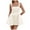 White, variant on GEWSEY Women's Sexy Sleeveless Square Neck Adjustable Straps Bow Tie A-line Mini Party Club Dress Beige, L