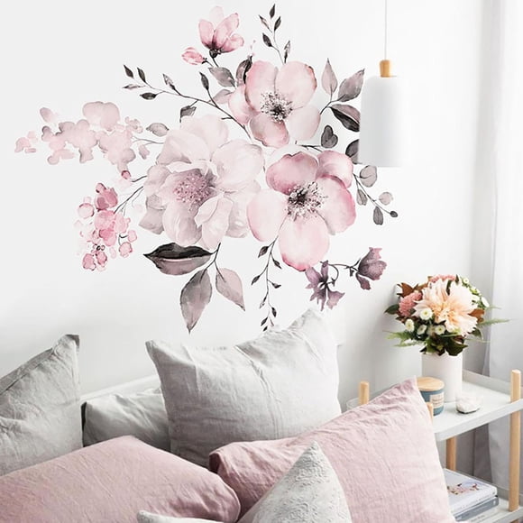 Flowers Watercolor Stickers Wall Decal Peony White Home Decor Wall Wall Sticker