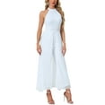 thumbnail image 4 of INSPIRAR CHIC Mono Elegante de Mujer con Cuello Halter Sin Mangas Mono Formal de Pierna Ancha XL Blanco, 4 of 6