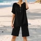 thumbnail image 2 of Conjunto de 2 piezas para mujer: blusa de pierna ancha y pantalones elásticos, cuello en V, ropa informal para el día a día, para todas las estaciones, tallas S/XXXXXL, 2 of 6