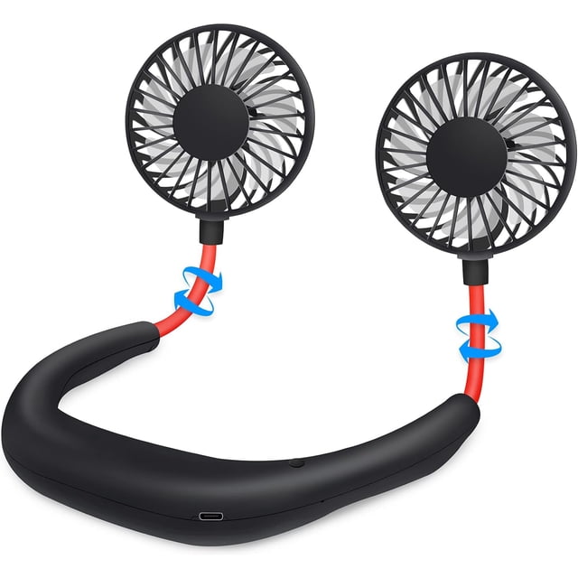 Ventilador de cuello Ventilador de cara portátil USB personal Manos libres Mini portátil Deportes Enfriamiento de mano Pequeños nuevos ventiladores alrededor de su cuello para viajes Oficina