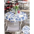 thumbnail image 4 of Outdoor Tablecloth with Umbrella Hole and Zipper, Valentine's Day Round Table Cloth 60 Inch Waterproof Tablecloth, Blue Heart Love Modern Romantic Minimalist Picnic Table Cover for Patio Camping, 4 of 7