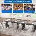 thumbnail image 6 of Dextrus 70" Dining Table for 6-8 People, Large Rectangular Wood Kitchen Table Farmhouse Dinner Table with Metal Legs for Dining Room, Kitchen, Gray & Black, 6 of 10