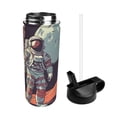 thumbnail image 2 of Yiaed Astronaut With American Flag Print Water Bottle with Straw Lid, Stainless Steel Double Wall Insulated Water Bottle | Leak-Proof and Spill-Proof Water Bottle, 2 of 8