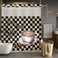 thumbnail image 5 of No Hook Shower Curtains with Snap-in Liner Set, Farmhouse Coffee Waterproof Hotel Style Bathroom Shower Curtain, Modern Vintage Coffees Black Brown Plaid Breathable Mesh Top Bath Curtains 72''x78'', 5 of 9