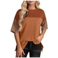 thumbnail image 2 of Qertyioot Chemises Plissées d'Été pour Femmes, Col Rond, Blouse Polyvalente à Manches Courtes, 2 of 9