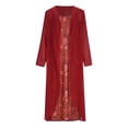 thumbnail image 4 of BRGZLK Women's Summer Dresses 2 Piece Outfit V-Neck Floral Print Long Sleeve Breathable Loose Comfortable Beach Cover-Up Dress Maxi Dresses Red 4XL, 4 of 6