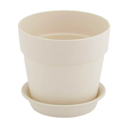 - Home Garden Plastic Gardening Round Design Plant Flower Planter Pot Tray Beige