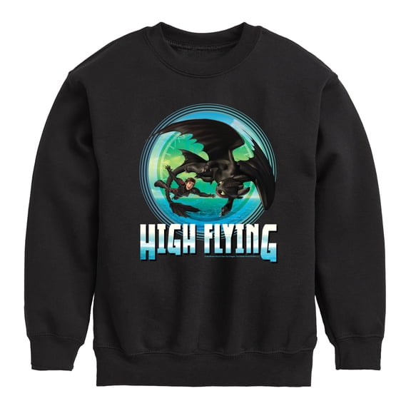 How to Train Your Dragon - Hiccup Toothless High Flying Graphic Long Sleeve Fleece Sweatshirt