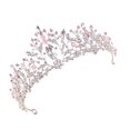 thumbnail image 3 of BRIGHTFUFU Corona de aleación de cristal decorativa, tocado de moda para mujer, aro de pelo brillante, adorno para el pelo de boda (rosa plateado), 3 of 7