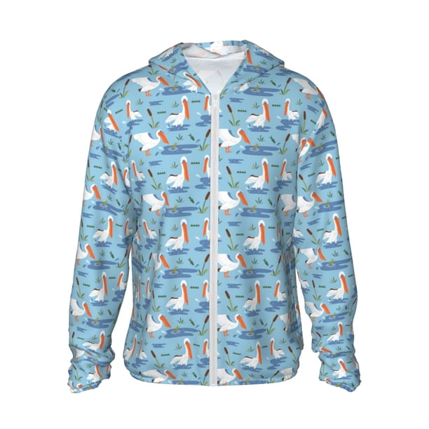 Balery Pelican Reed And Fish Sudadera ligera de manga larga con capucha y protección solar UPF 50+ para hombre y mujer, ideal para pesca y running-XX-Large
