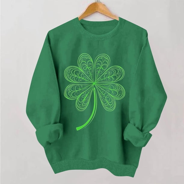 TaTaai Women Casual No Hood St Patrick's Day Printed Sweatshirt Crew Neck Long Sleeve Top Ladies Daily Commute Festival Wear Soft Warm Comfortable Stylish Pullover Top Gift