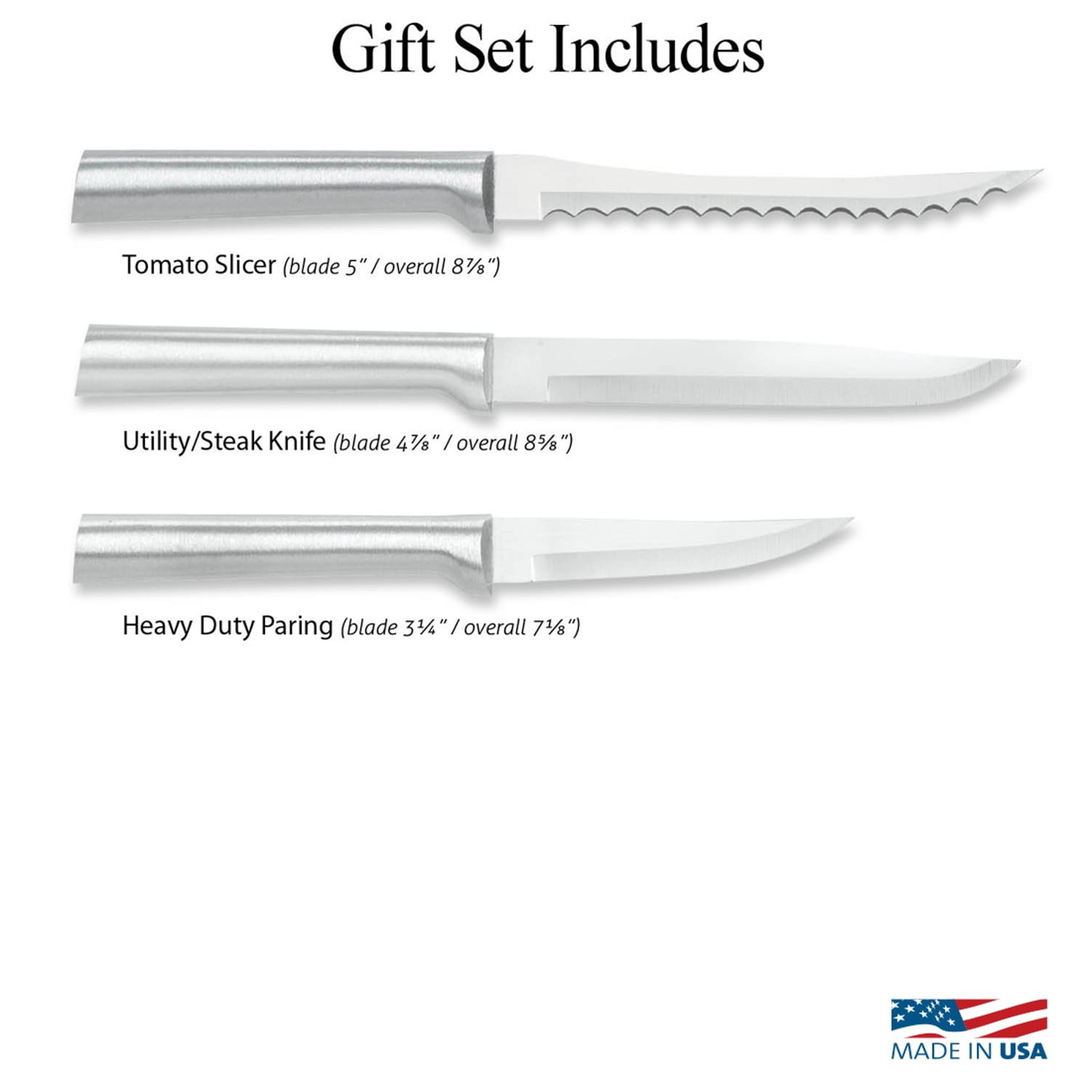 Rada Kitchen Knives Boxed Set, 3 Piece Cook’s Choice Gift Set, Heavy Duty Paring Knife, Utility/Steak Knife, and Tomato Slicer