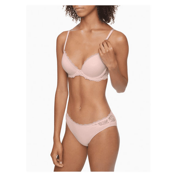 Calvin Klein Seductive Comfort Lotus Floral Lift Demi Bra,Pink Wink, 36DD.