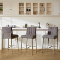 thumbnail image 4 of GrandNoor Comfortable Bar Stools Set of 2, 26” Thick Upholstered Counter Height Bar Stools with Back, Linen Counter Stools with Metal Legs for Kitchen Island, Grey, 4 of 8