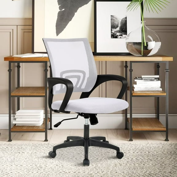 YRLLENSDAN,Ergonomic Office Chair,Home Office Desk Chairs,Swivel Desk Chair,with Handrails,Adjustable Height,Suitable for Offices and Bedrooms,White