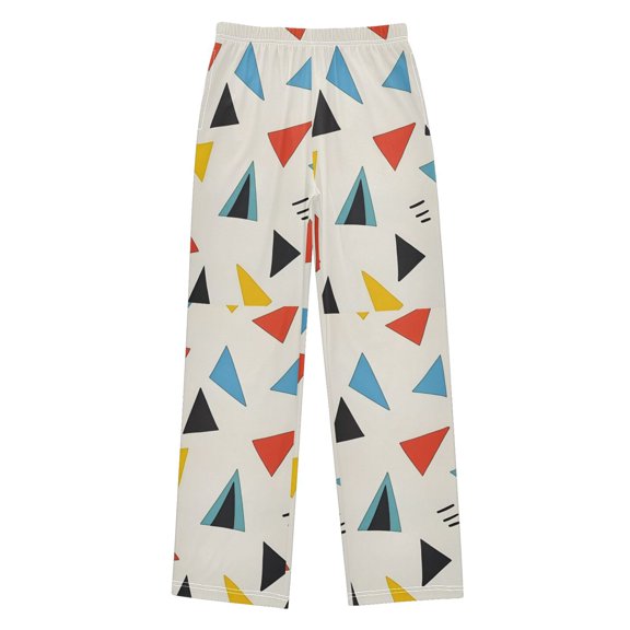 FORMRS Boys Pajama Pants with Pockets Size 6-8Y Kids Lounge Sleep Bottoms, Beige Triangles