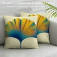 thumbnail image 3 of JEUXUS Teal Leaves Throw Pillow Covers Turquoise Gold Ginkgo Leaves Pillow Cases Spring Plant Decorative Cushion Covers for Sofa Couch, 3 of 5