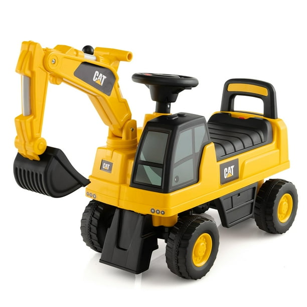 Costzon Ride on Excavator, Excavadora para niños Caterpillar con licencia con cubo de excavación giratorio, cabina del conductor, almacenamiento debajo del asiento, vehículos de construcción para niño