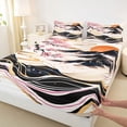 thumbnail image 5 of Manfei Ink Cherry Mountain Full Size Sheets for Teens, Wave Sun Bed Sheets, Pink Gold Black 4 Pieces, 1 Flat Sheet, 1 Fitted Sheet and 2 Pillowcases, 5 of 6
