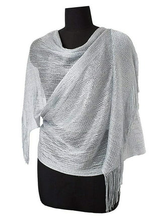 Silver silk wool sequins wrap, hand embroidered sequins shawl, evening wear  shawl, all season formal wrap.