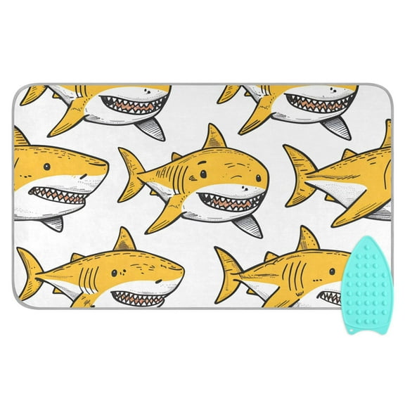 Sharks Yellow Ironing Board Covers Heat Resistant Ironing Pad Mat Portable for Travel Washer Dryer Table