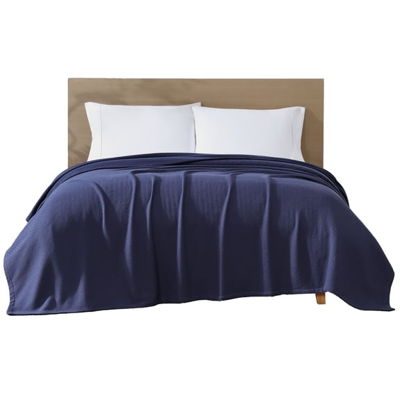 Beatrice Home Fashions, GOTS Organic Cotton Blanket, King, Navy Blue