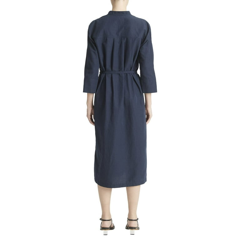 Vince womens Band Collar Pullover Linen-Blend Dress, m - Walmart.com 