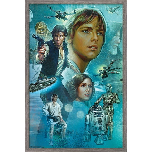 Star Wars: A New Hope - Celebration Mural Wall Poster, 14.725" x 22.375", Framed