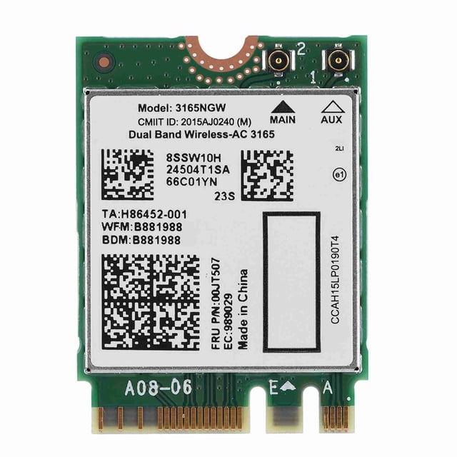 Tarjeta inalámbrica de doble banda Lenovo Intel 3165 AC 3165NGW NGFf M2 433m Bluetooth 4.2 802.11AC