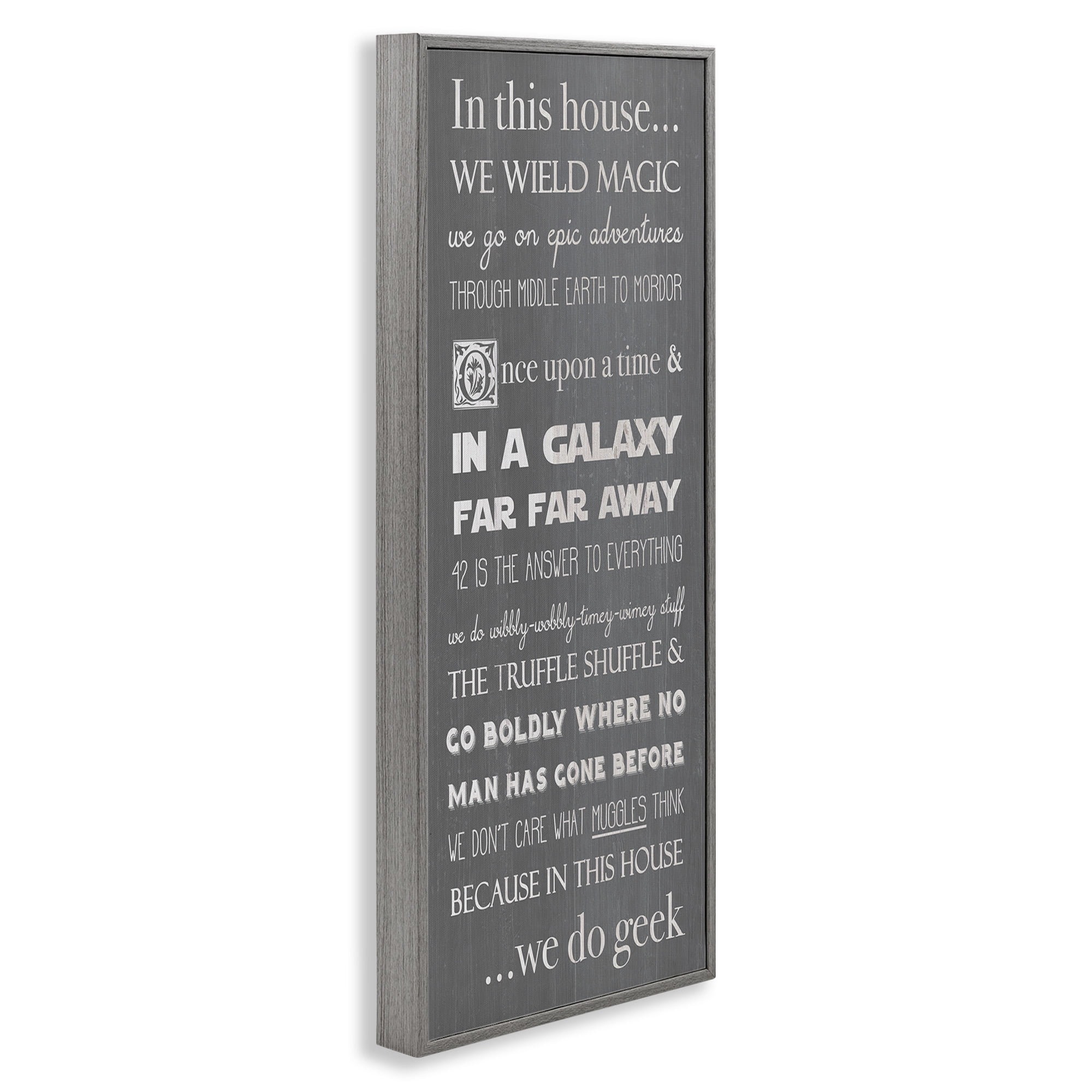 Stupell Industries Family Movie Night Phrases Typography Painting Gray Framed Art Print Wall Art, 13 x 30