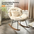 thumbnail image 4 of Ktaxon Rocking Accent Chair with Padded Seat, Cute Cozy Nest Style Nursery Chair, Long Pile Fabric Glider Rocker with Wooden Metal Frame Light Khaki, 4 of 9