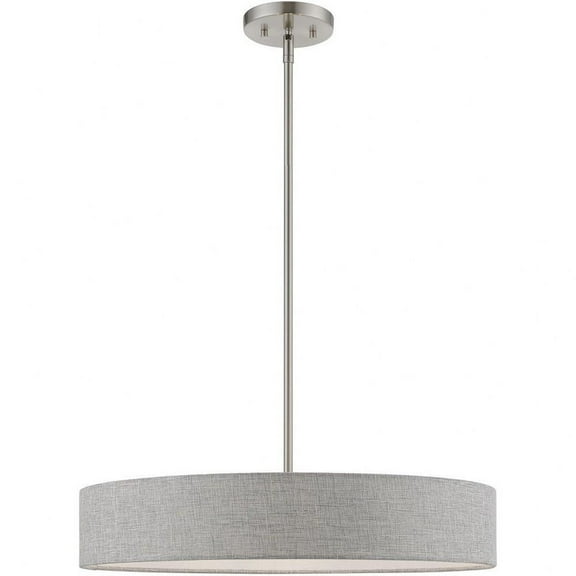 4 Light Medium Drum Pendant in Timeless Style-12.75 inches Tall and 22 inches Wide-Brushed Nickel/Shiny White Finish Bailey Street Home