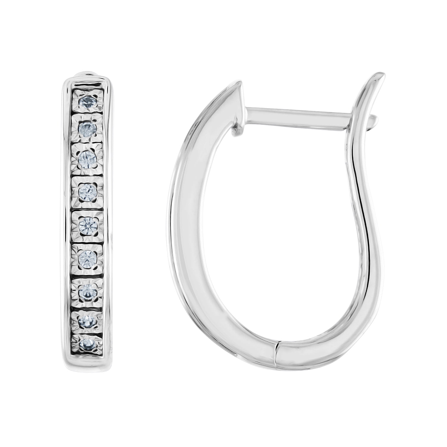 Gemspirations - Gemspirations 1/10 cttw Diamond Hoop Earrings Sterling ...