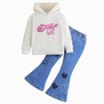 thumbnail image 4 of Gibobby Baby Kids Little Girl 2Pcs Fall Outfits 6 12 24 Months 2T 3T 4T 5T Long Sleeve Floral Print Pullover Tops + Flare Pants Set Toddler Clothes Set(3-4 Years,U), 4 of 4