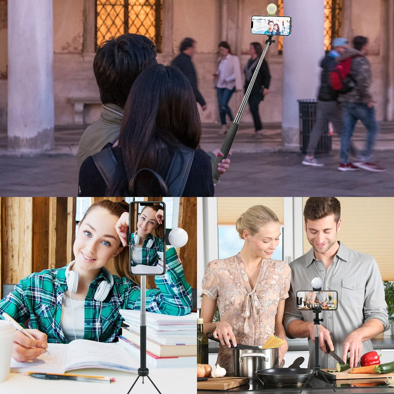 Wireless Selfie Stick for Samsung Galaxy A54 5G/A34 5G/A24 - Built-in Tripod Remote Shutter Stand Self-Portrait Extendable