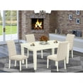 thumbnail image 3 of WEBR5-WHI-02 5Pc Dining Set Includes a Rectangle Dinette Table with Butterfly Leaf and Four Parson Chairs with Light Beige Fabric, White Finish, 3 of 3
