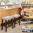 thumbnail image 3 of 24 Inch Counter Height Bar Stools Set of 2 Saddle Barstools for Kitchen Island, Kitchen Stools with Nailhead Trim, Beige, 3 of 7