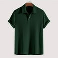 thumbnail image 2 of Mens T Shirts Solid Color Fashion Trend Short Sleeve Lapel Button Top Clothing, 2 of 8
