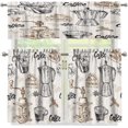 thumbnail image 1 of Rustic Coffee Tool Valance Curtains for Kitchen, Hand Painted Cup Dessert Coffee Beans Grinding Machine Decor Pattern Wood Texture Window Treatments, Drapes for Living Room, 54x18in 1P+27x36in 2P, 1 of 4