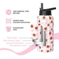 thumbnail image 3 of Cute Gift for Women & Girls: Strawberry Themed 18oz Insulated Water Bottle with 2 Lids (Flip Straw & Spout) - Pastel Plaid Stainless Steel Gym Bottle for Fruit Lovers, 3 of 6