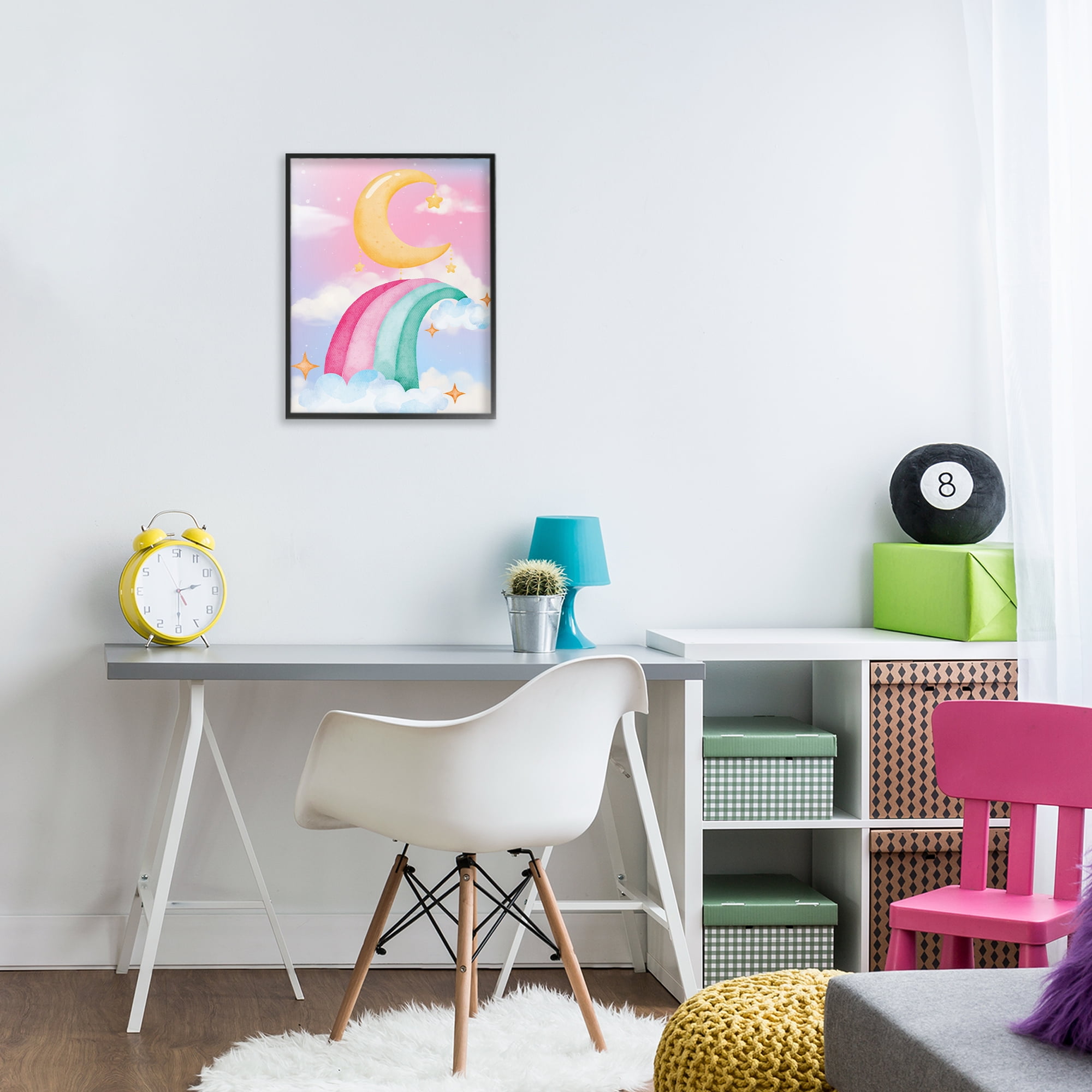 Moon Rainbow in Clouds Black Framed Giclee Art, design by Jesse Keith