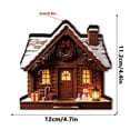 thumbnail image 3 of QuanTara Lighted Christmas House Decoration, Log Cabin with Wreath, Snowy Village Design, 4.72" × 4.33" × 0.79", Wooden LED Tabletop Accent for Shelf and Mantel, 3 of 8