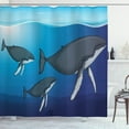 thumbnail image 1 of Deep Sea Shower Curtain, Swimming Whales Nautical Aquatic Scenery, Fabric Bathroom Set with Hooks, 69W X 75L Inches Long, Dark Violet Blue Sea Blue Purpleblue Pale Purpleblue, by Ambesonne, 1 of 2