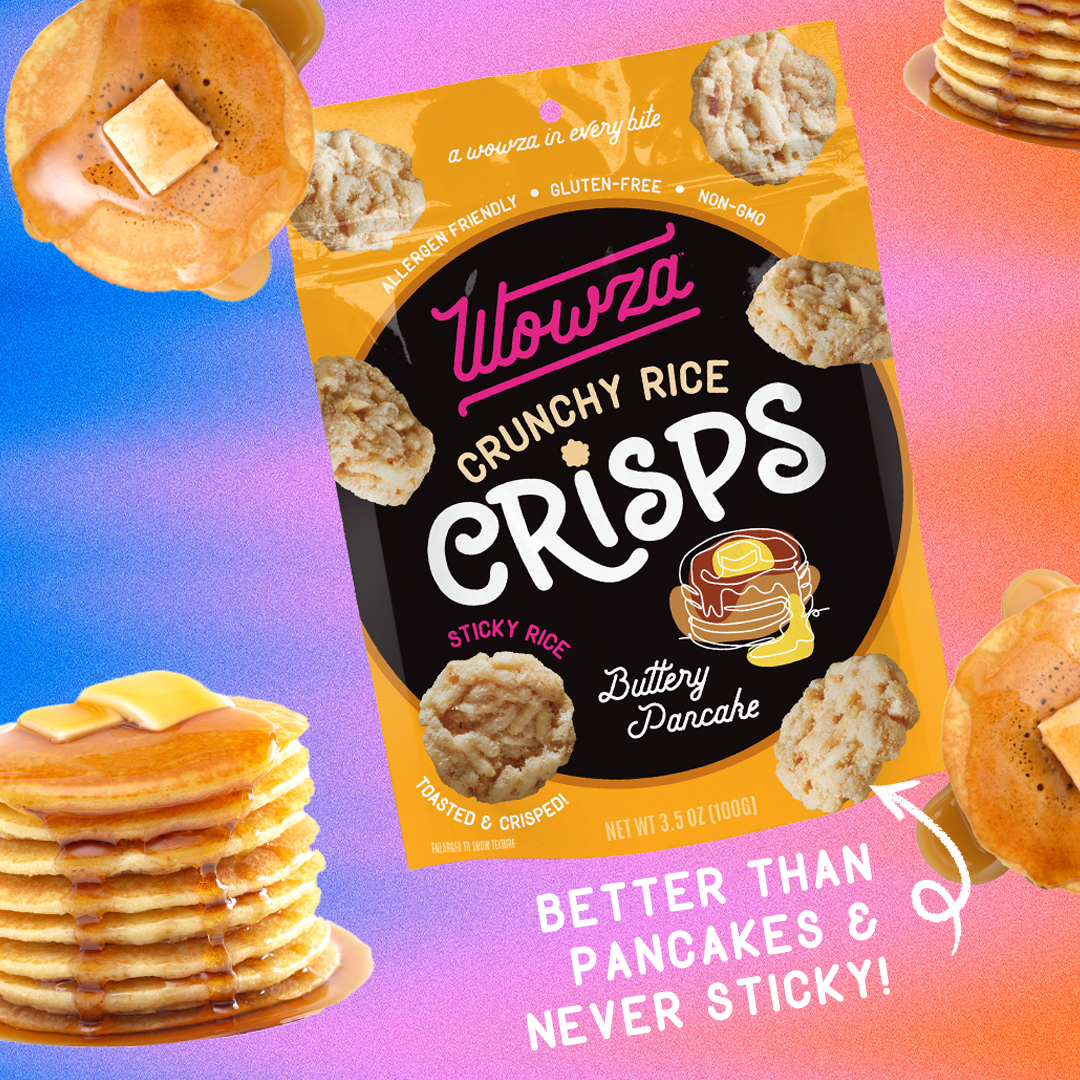 Wowza Buttery Pancake Rice Crisps, Crunchy Rice Chips, 8 Pack, 3.5 oz Bag