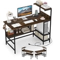thumbnail image 1 of Costway 48" Computer Desk with Power Outlets, Storage Shelves, Headphone Hook for Gaming Rustic Brown, 1 of 10