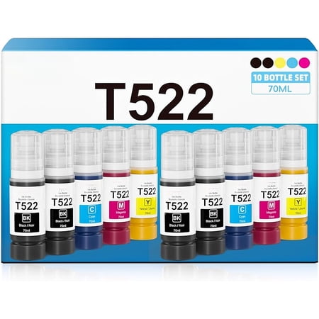 T502 T522 Ink Refill Bottles Replacement for ET-2800 ET-2803 ET-2850 ET-3850 ET-2720 ET-4800 ET-15000 ET-2400 ET-2840 ET-4700 ET-4810 ET-4850 T522 T502 Eco Tank Printer (2BK C M Y)