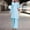 Light Blue, variant on Fall Fashion for Women 2024 Women Spring Solid Color Muslim Solid Color Long Sleeve Shirt Coat Wide Leg Trousers Suit